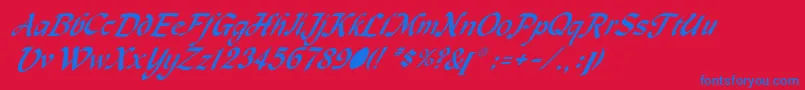 fuente MachumaineItalic – Fuentes Azules Sobre Fondo Rojo