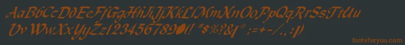 Fonte MachumaineItalic – fontes marrons em um fundo preto
