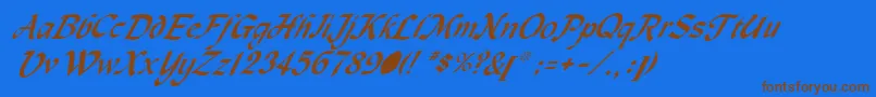 Fonte MachumaineItalic – fontes marrons em um fundo azul