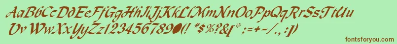 fuente MachumaineItalic – Fuentes Marrones Sobre Fondo Verde