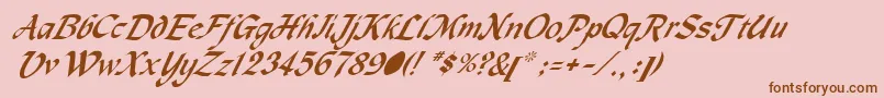 fuente MachumaineItalic – Fuentes Marrones Sobre Fondo Rosa