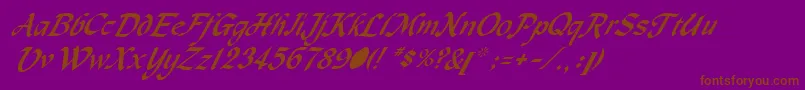 MachumaineItalic-Schriftart – Braune Schriften auf violettem Hintergrund