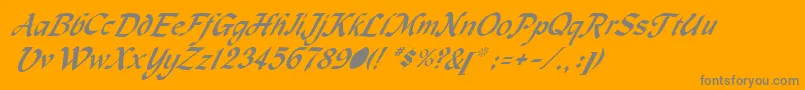 MachumaineItalic-Schriftart – Graue Schriften auf orangefarbenem Hintergrund