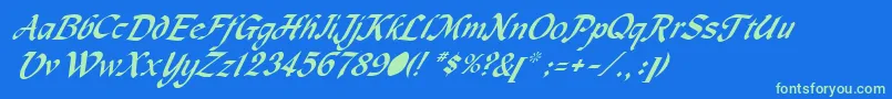 MachumaineItalic Font – Green Fonts on Blue Background