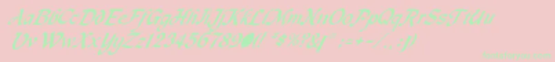 MachumaineItalic Font – Green Fonts on Pink Background