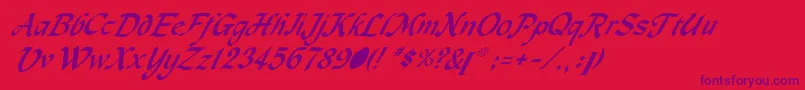 MachumaineItalic-Schriftart – Violette Schriften auf rotem Hintergrund