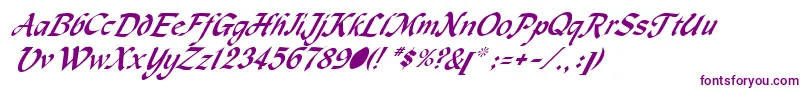 Czcionka MachumaineItalic – fioletowe czcionki