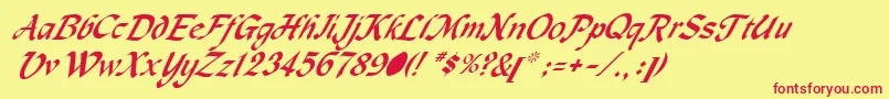MachumaineItalic Font – Red Fonts on Yellow Background