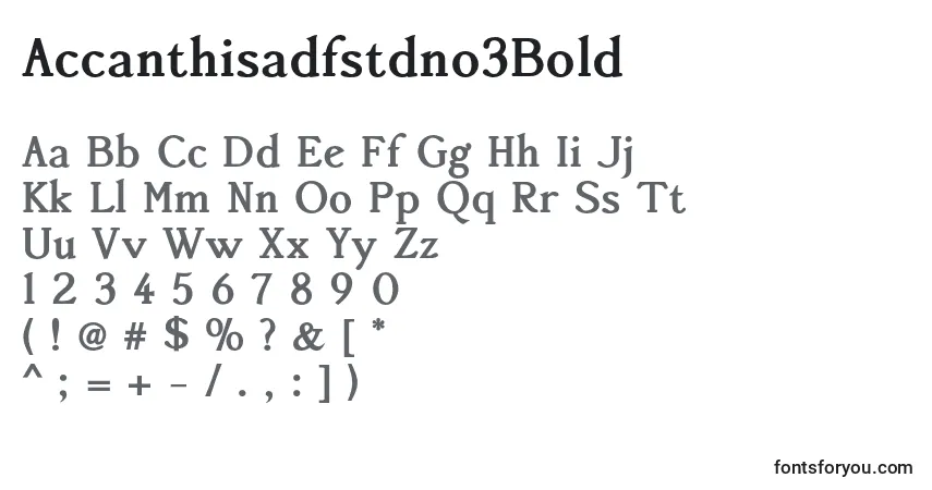 Czcionka Accanthisadfstdno3Bold – alfabet, cyfry, specjalne znaki