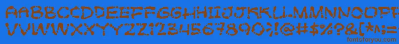 フォントPoftsarade – 茶色の文字が青い背景にあります。