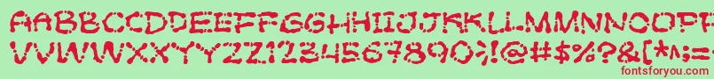 フォントPoftsarade – 赤い文字の緑の背景