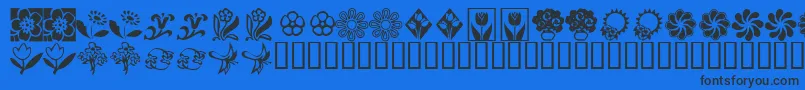 KrKatsFlowers2 Font – Black Fonts on Blue Background