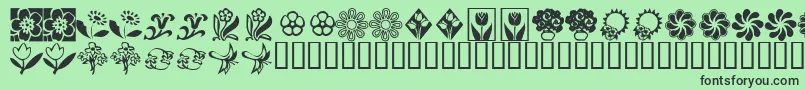 KrKatsFlowers2-Schriftart – Schwarze Schriften auf grünem Hintergrund