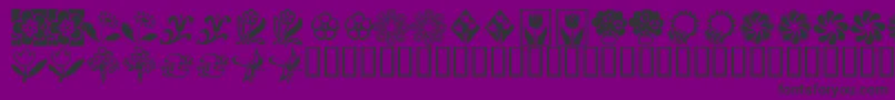 Шрифт KrKatsFlowers2 – чёрные шрифты на фиолетовом фоне