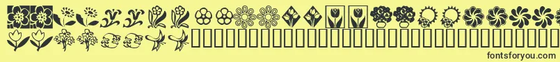 フォントKrKatsFlowers2 – 黒い文字の黄色い背景