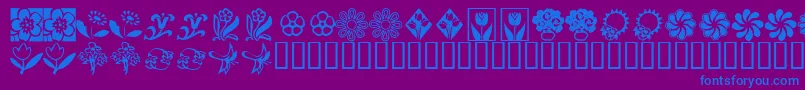 KrKatsFlowers2-Schriftart – Blaue Schriften auf violettem Hintergrund