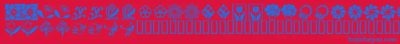 fuente KrKatsFlowers2 – Fuentes Azules Sobre Fondo Rojo
