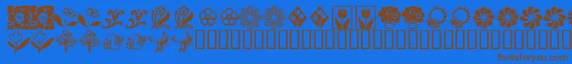 KrKatsFlowers2-Schriftart – Braune Schriften auf blauem Hintergrund