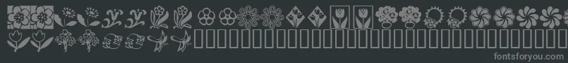 Шрифт KrKatsFlowers2 – серые шрифты на чёрном фоне