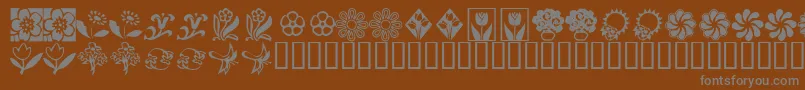 Czcionka KrKatsFlowers2 – szare czcionki na brązowym tle