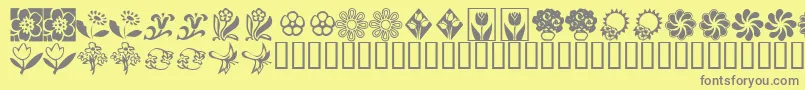 KrKatsFlowers2 Font – Gray Fonts on Yellow Background