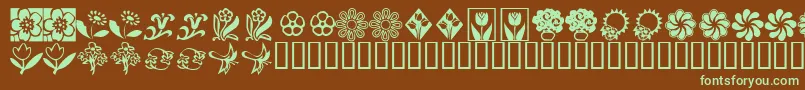 KrKatsFlowers2 Font – Green Fonts on Brown Background