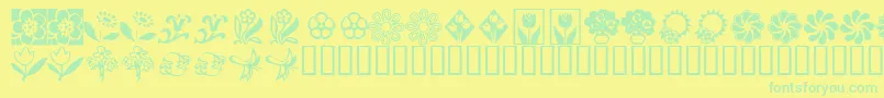 Czcionka KrKatsFlowers2 – zielone czcionki na żółtym tle