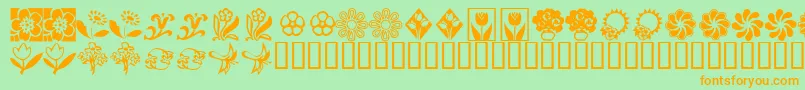 KrKatsFlowers2-Schriftart – Orangefarbene Schriften auf grünem Hintergrund
