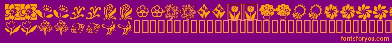 KrKatsFlowers2 Font – Orange Fonts on Purple Background