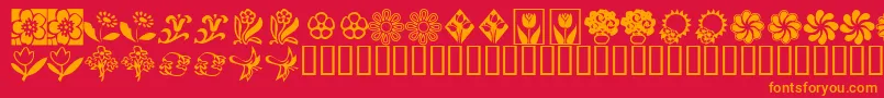 KrKatsFlowers2 Font – Orange Fonts on Red Background