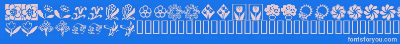 フォントKrKatsFlowers2 – ピンクの文字、青い背景