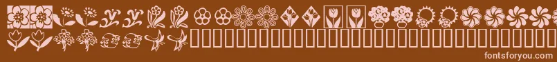Fonte KrKatsFlowers2 – fontes rosa em um fundo marrom