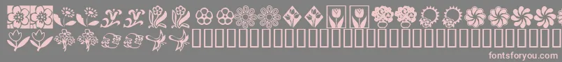 フォントKrKatsFlowers2 – 灰色の背景にピンクのフォント