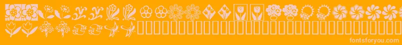 Police KrKatsFlowers2 – polices roses sur fond orange