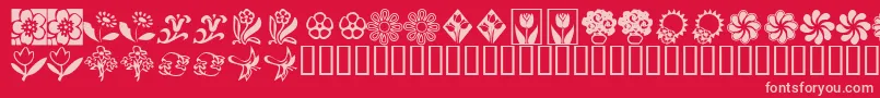 Police KrKatsFlowers2 – polices roses sur fond rouge
