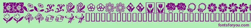 フォントKrKatsFlowers2 – 緑の背景に紫のフォント