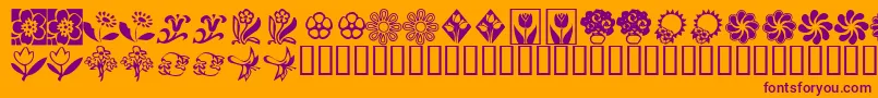 Шрифт KrKatsFlowers2 – фиолетовые шрифты на оранжевом фоне