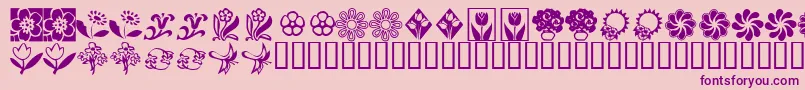 Fonte KrKatsFlowers2 – fontes roxas em um fundo rosa