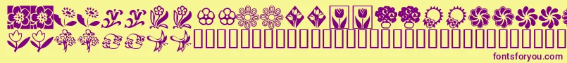 Шрифт KrKatsFlowers2 – фиолетовые шрифты на жёлтом фоне