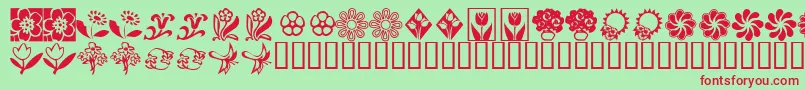 Police KrKatsFlowers2 – polices rouges sur fond vert