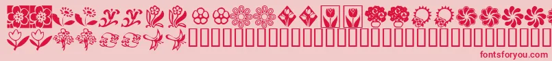 KrKatsFlowers2 Font – Red Fonts on Pink Background