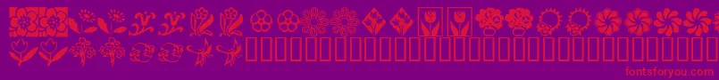 KrKatsFlowers2 Font – Red Fonts on Purple Background