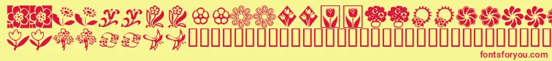 Police KrKatsFlowers2 – polices rouges sur fond jaune