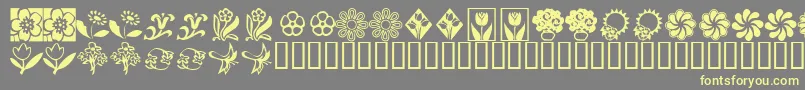 KrKatsFlowers2-fontti – keltaiset fontit harmaalla taustalla