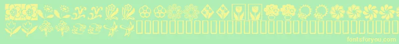 Fonte KrKatsFlowers2 – fontes amarelas em um fundo verde
