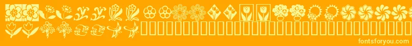KrKatsFlowers2 Font – Yellow Fonts on Orange Background