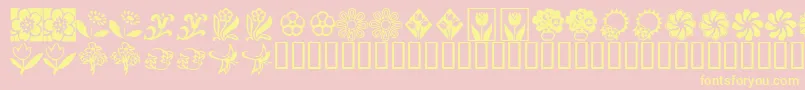 KrKatsFlowers2-Schriftart – Gelbe Schriften auf rosa Hintergrund