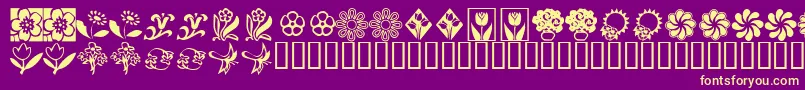 KrKatsFlowers2 Font – Yellow Fonts on Purple Background