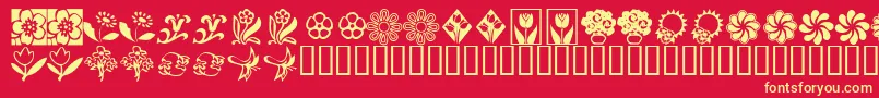 KrKatsFlowers2 Font – Yellow Fonts on Red Background