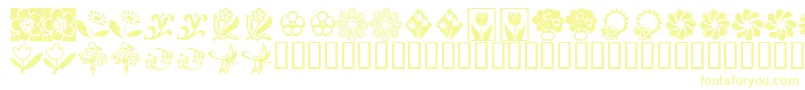 KrKatsFlowers2-fontti – keltaiset fontit valkoisella taustalla